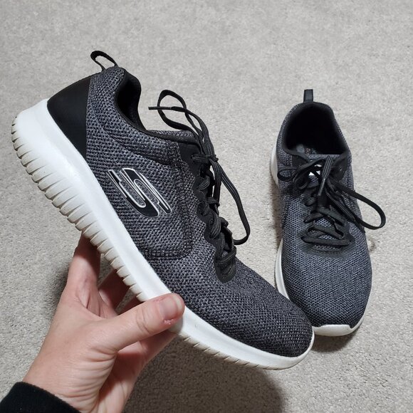 SKECHERS Summits Fun Flare Lace Up Sneakers Lite-Weight Grey Black Women's 9.5 - Picture 1 of 11